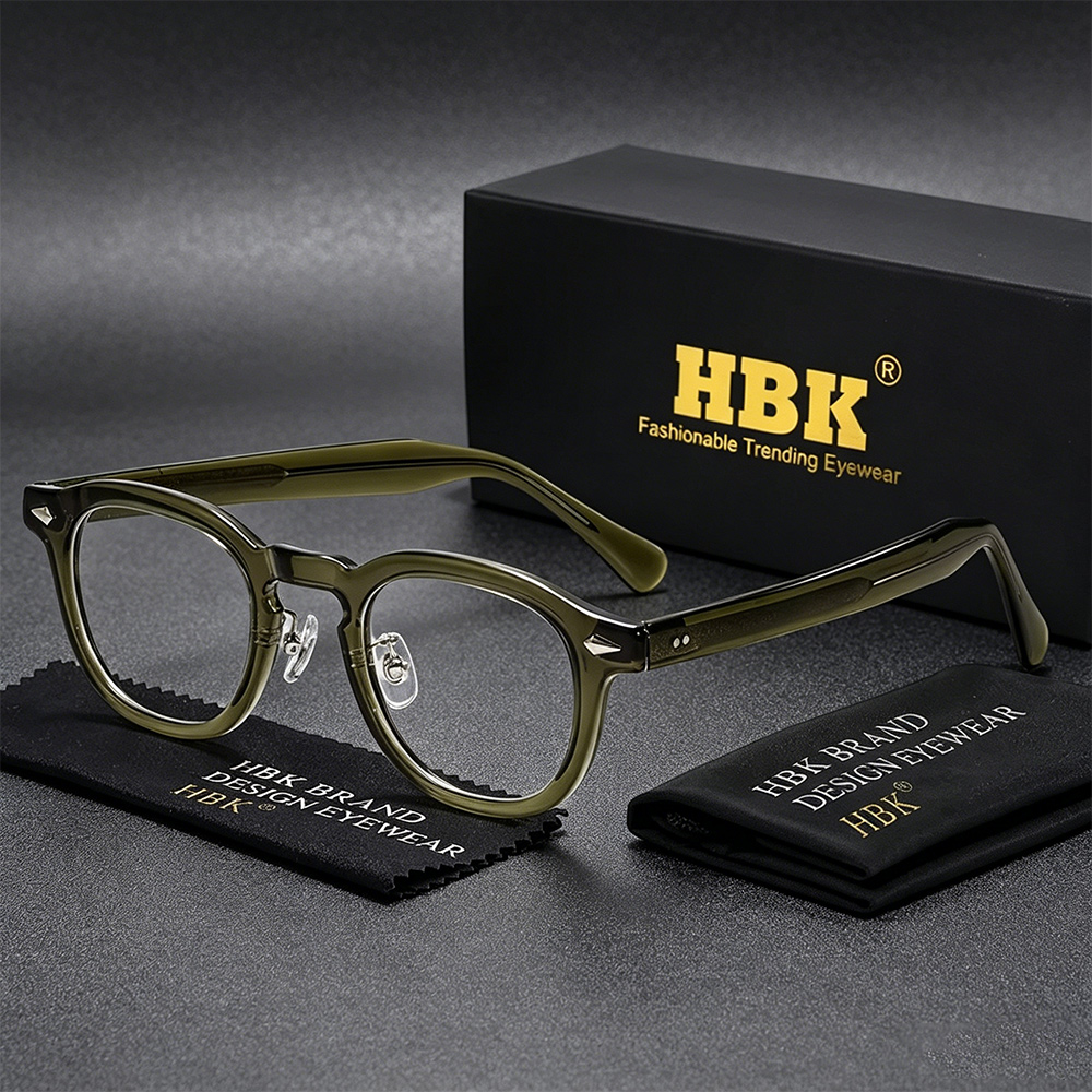 กรอบแว่นตาทรงรีสไตล์เรโทร HBK เลนส์ใส คุณภาพสูงสำหรับผู้ชาย กรอบแว่นตา TR-90 สำหรับผู้หญิง แว่นตาป้องกันแสงสีฟ้าจากคอมพิวเตอร์