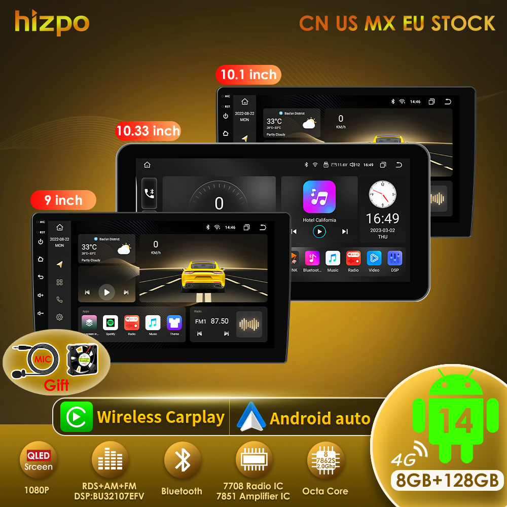 Hizpo Universal Auto Radio 2Din 9 "10" 10,33 "Android Auto Multimedia GPS CarPlay Für Toyota Volkswagen Hyundai Kia Nissan Honda