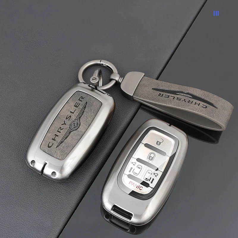 Leather Car Key Cover Fob Case Protector Holder Shell For Chrysler Voyager Pacifica Touring Limited 2017-2024 Auto Accessories