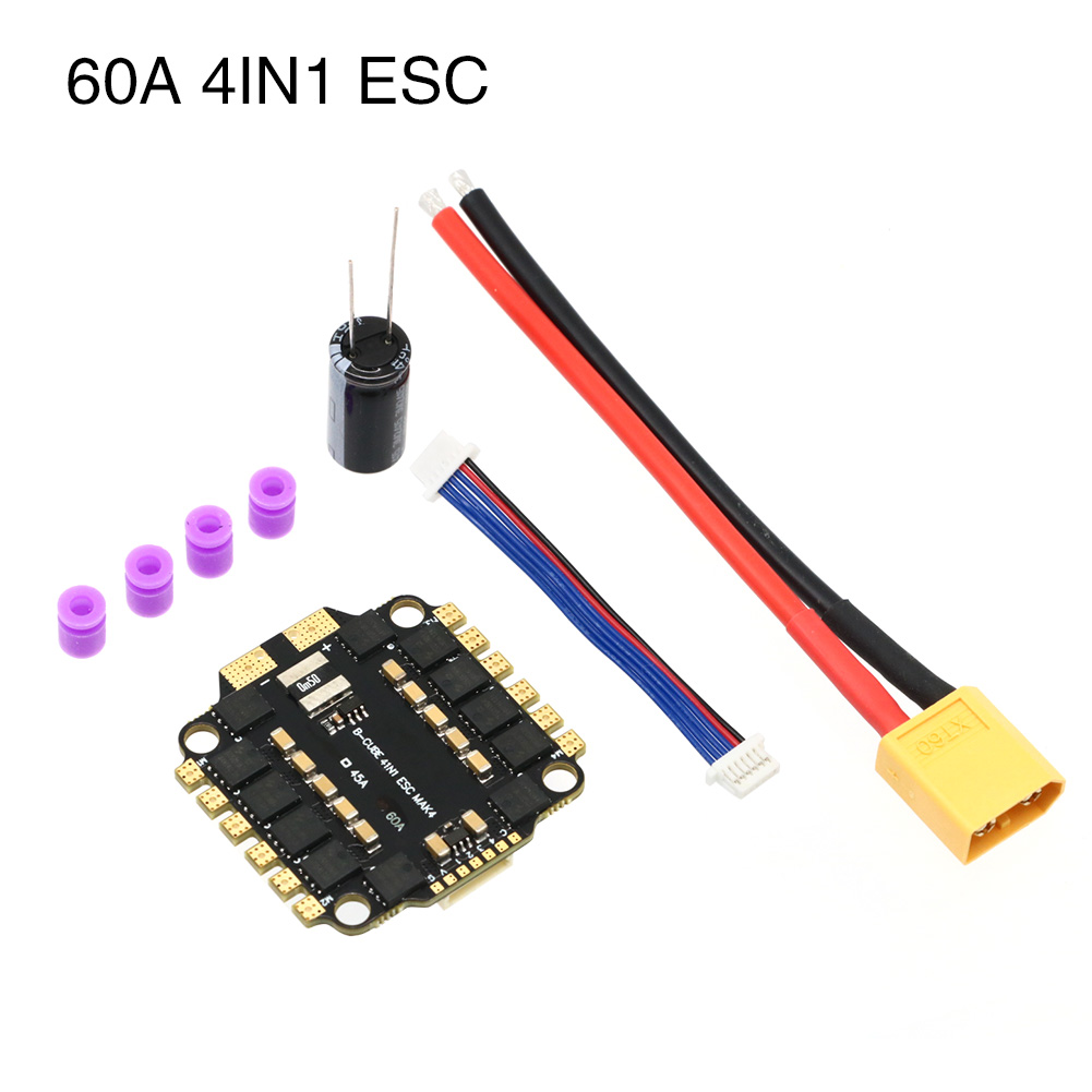 UAngel 4IN1 45A 60A ESC BLHELI_S Mendukung Motor Tanpa Sikat 3-6S Mendukung DShot300 600 Multishot Oneshot PWM FPV F4 Kontrol Penerbangan