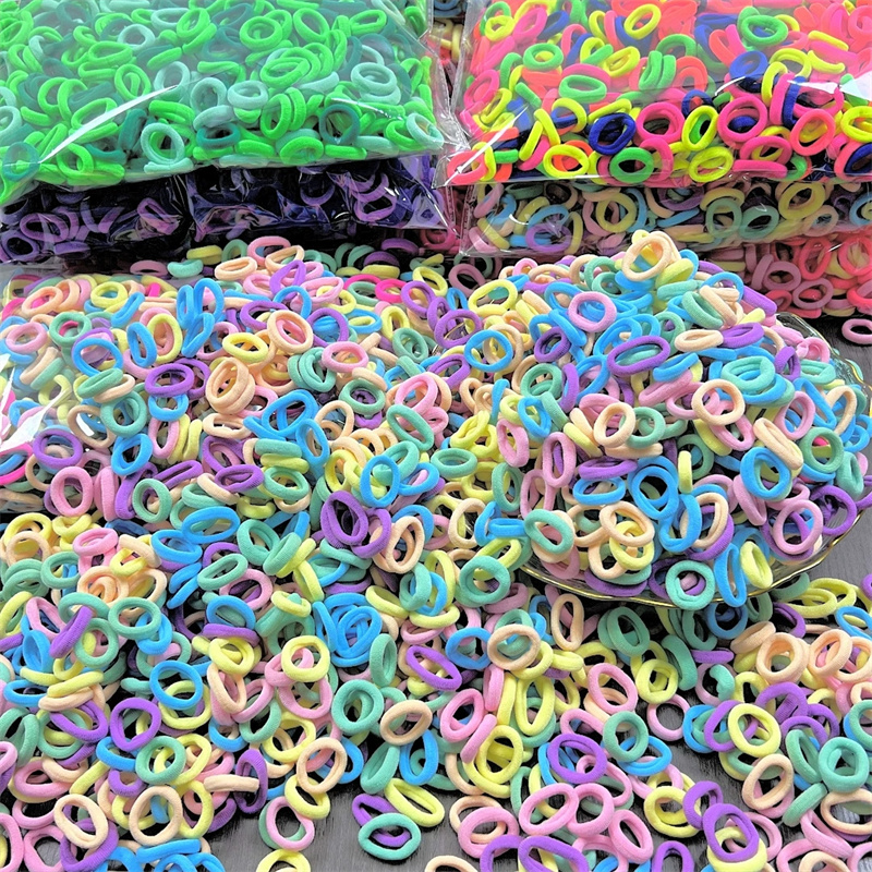 200 Élastiques à Cheveux Colorés en Nylon pour Femmes et Filles, Petits Liens Élastiques pour Queue de Cheval, Accessoires Capillaires Type Scrunchie