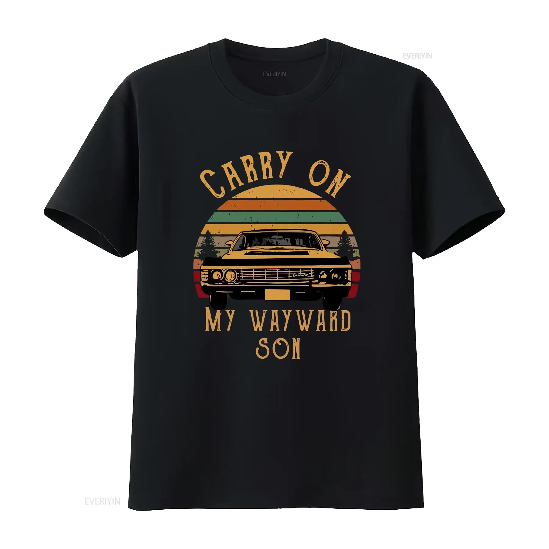 Carry On My Wayward Son Vintage Supernatural Show T-Shirt, Vintage-Waschung, modisch, leicht bequem, Unisex, vielseitig einsetzbar, für Herren