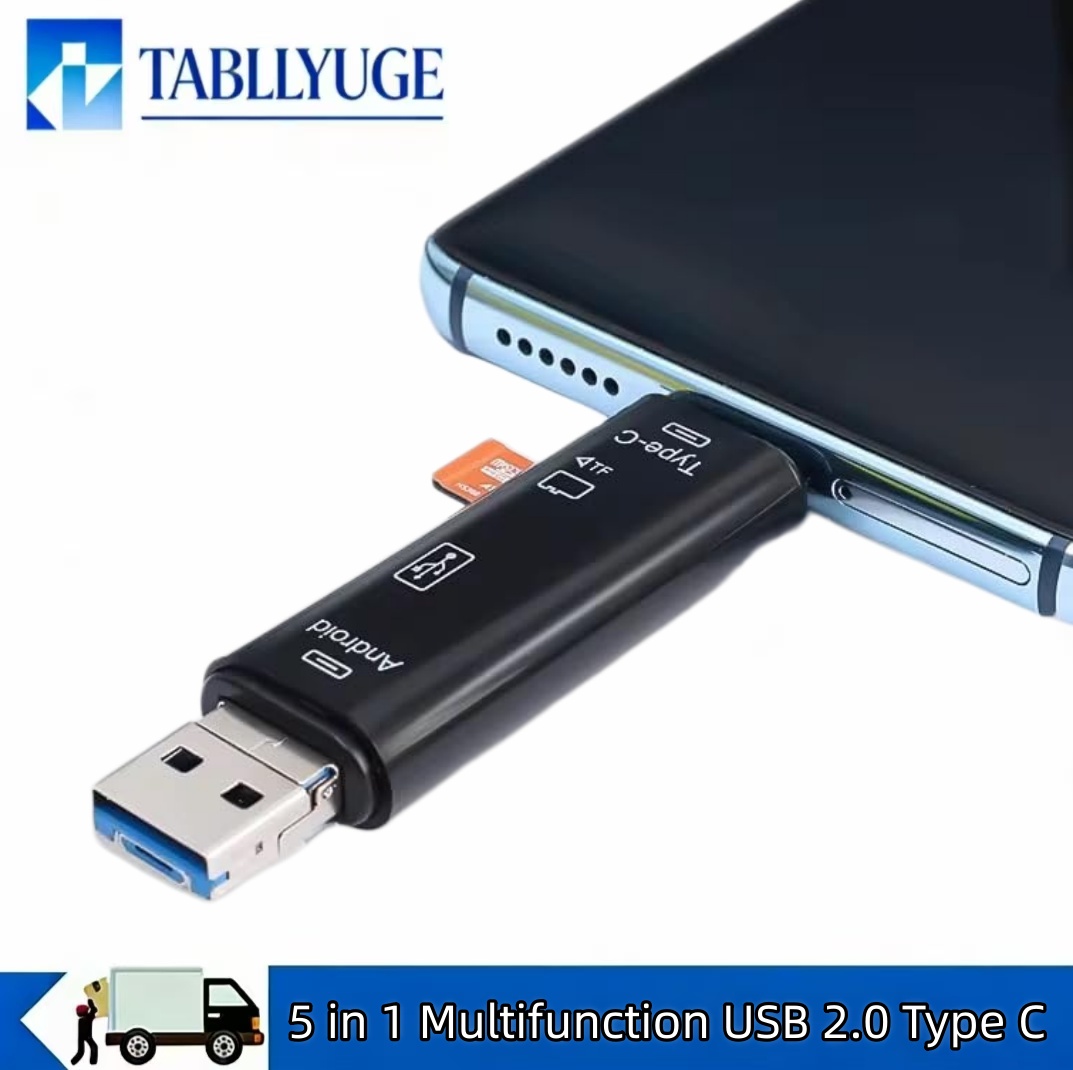 New 5 in 1 Multifunction USB 2.0 Type C USB Micro USB SD TF Memory Card Reader for Android Computer Dock OTG Type C Adapter