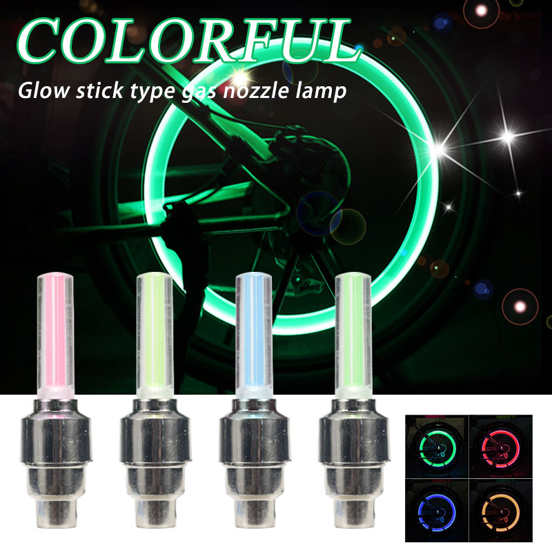 ネオン自転車タイヤバルブキャップライト、自転車スポークランプ、ミニLED、夜間安全、MTB、道路、山、1xのサイクリング警告テールライト