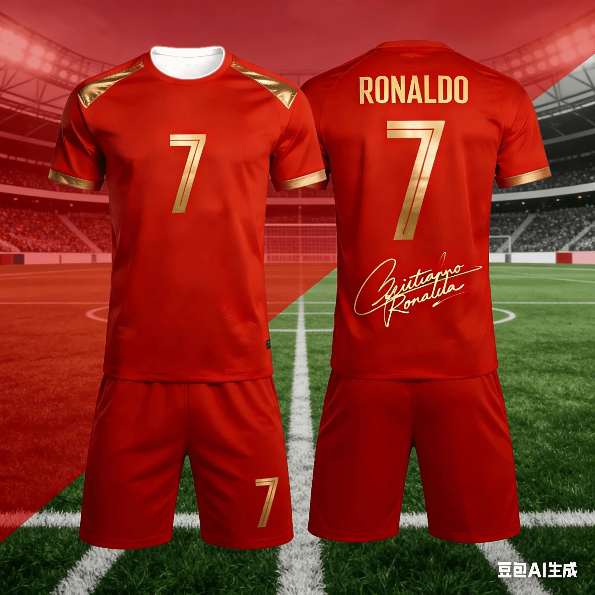 Camisetas 3D de RONALDO NO.7 para Hombre y Mujer, Conjunto de Verano con Pantalones Cortos Conmemorativos para Fanáticos, Regalo de Cumpleaños para Niños