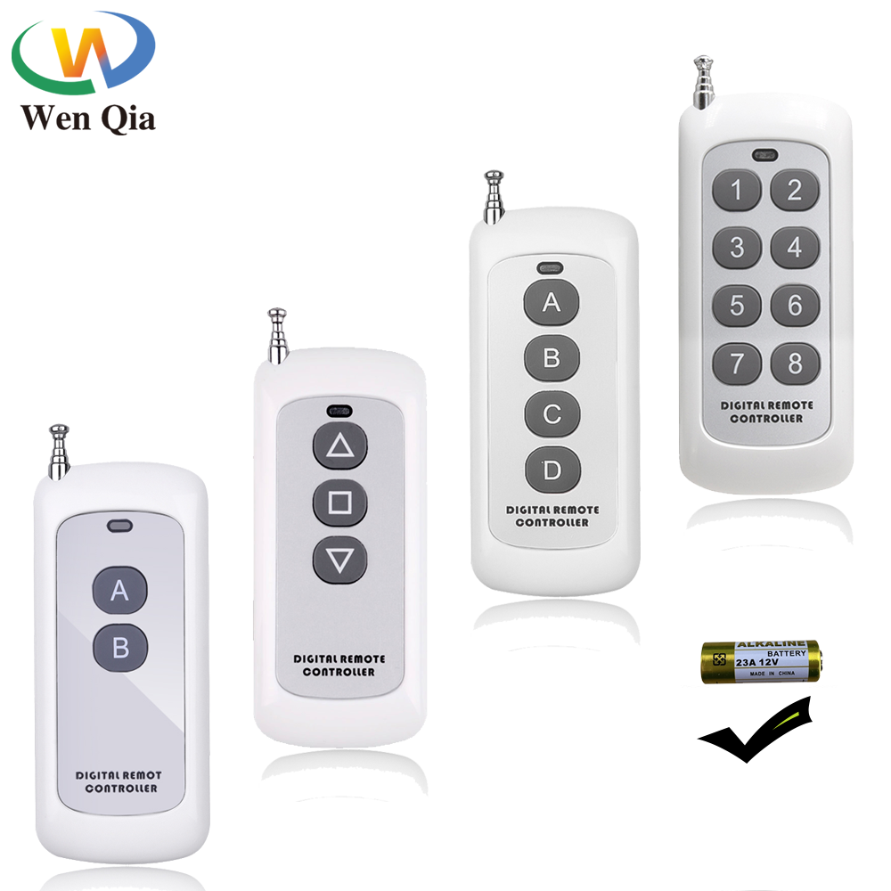 Interruptor de controle remoto rf sem fio, 433 mhz, ev1527, controlador de código de aprendizagem, transmissor de 2/3/4/8 botões para luz de portão de garagem