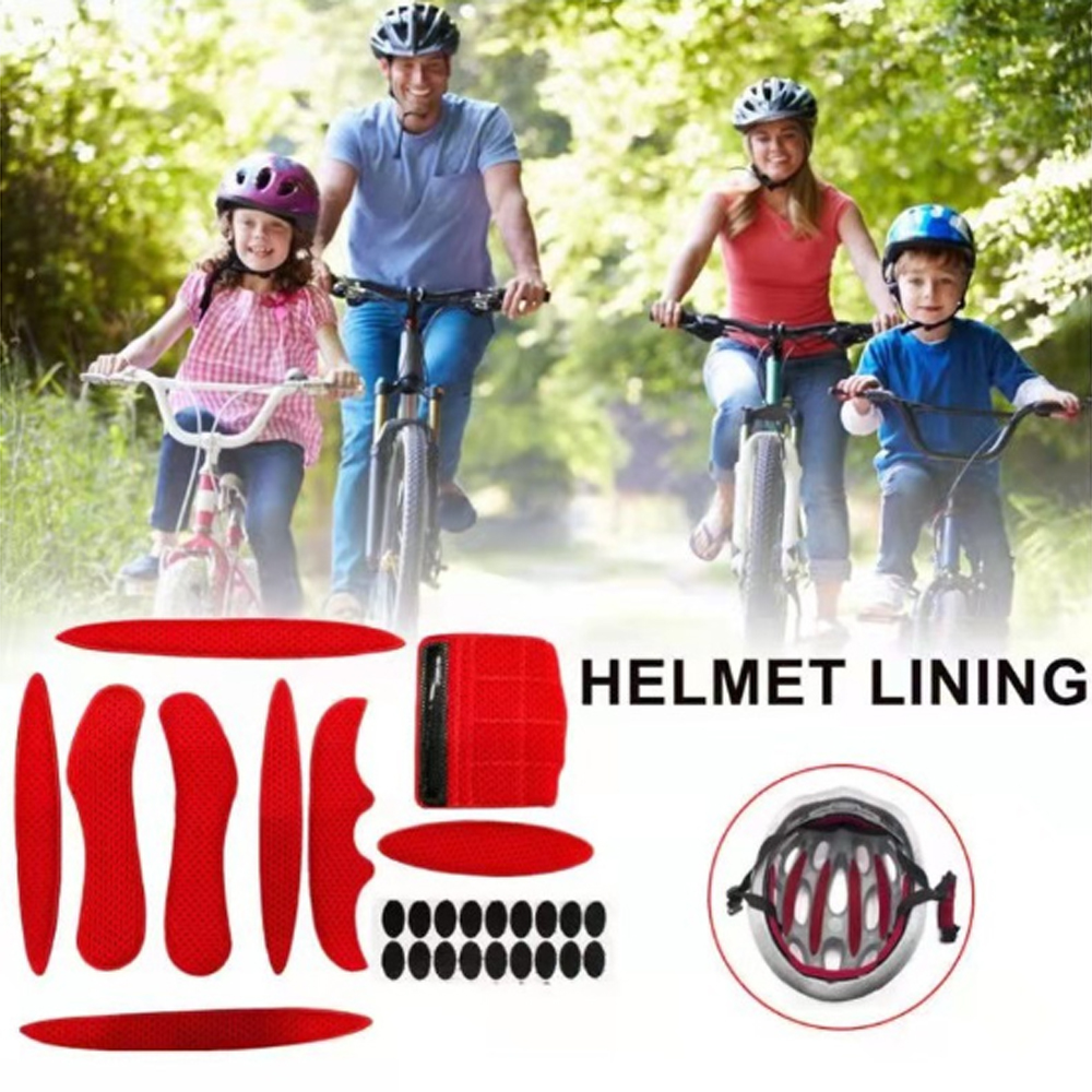 Rojo/Negro 27 unids/set Kits de acolchado para casco esponja sellada reemplazo motocicleta bicicleta ciclismo juego de almohadillas de espuma universales