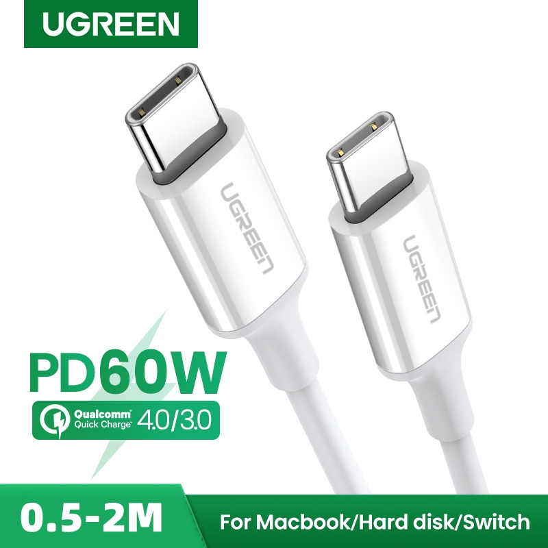 สายชาร์จเร็ว UGREEN PD60W USB-C to USB-C สำหรับ iPhone 17 Samsung S26 Xiaomi MacBook Air iPad Pro รองรับ Quick Charge 4.0 3.0 3A