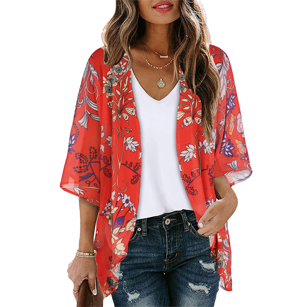 Kimono largo y fluido para mujer, Rebeca tipo cárdigan, ropa de vestir, blusa Bohemia, Bikini Hawaiano, camisa de gasa para fiesta en la playa, Verano
