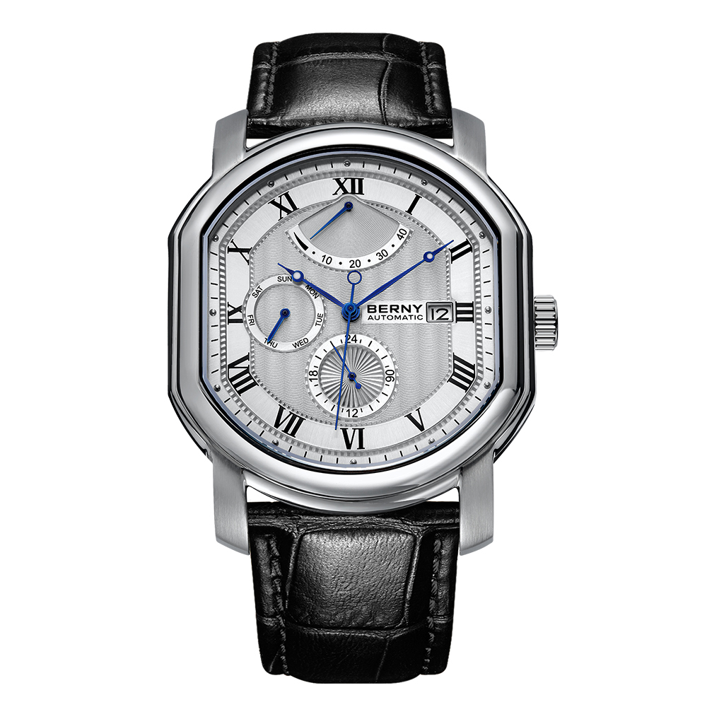 BERNY Orologio meccanico da uomo Orologio da polso automatico di alta precisione Orologio da uomo di lusso Orologio da uomo a carica automatica con zaffiro Orologio da uomo impermeabile