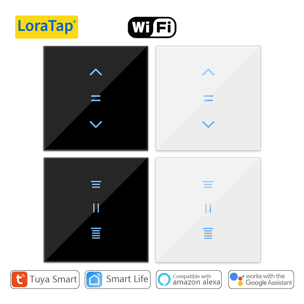 LoraTap Tuya Smart Life WiFi Vorhänge Jalousien Schalter Rollladen Motor Schalter Hintergrundbeleuchtung Stil Google Home Alexa Sprachsteuerung