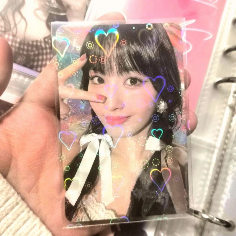 50 unids/lote fundas para tarjetas Holo 65x90mm soportes Kpop láser de corazón mate para postales películas tarjetas de juego Protector de sesión fotográfica