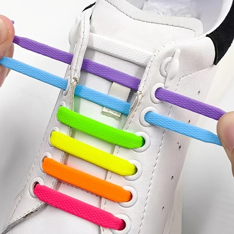 16 pezzi/set lacci elastici in silicone senza lacci per scarpe lacci per scarpe pigri a forma di T senza legare