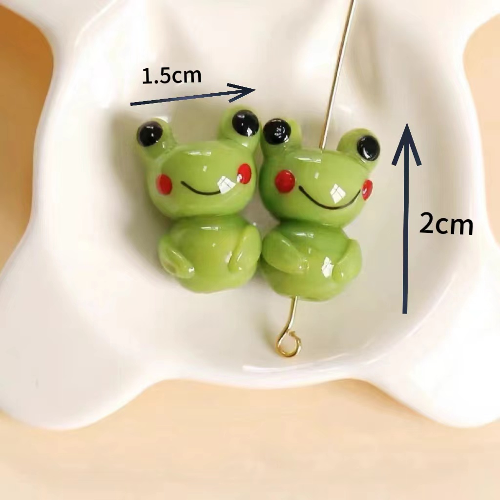 3d vidro dos desenhos animados bonito pequeno pato amarelo sapo pulseira grânulo chaveiro pingente acessórios