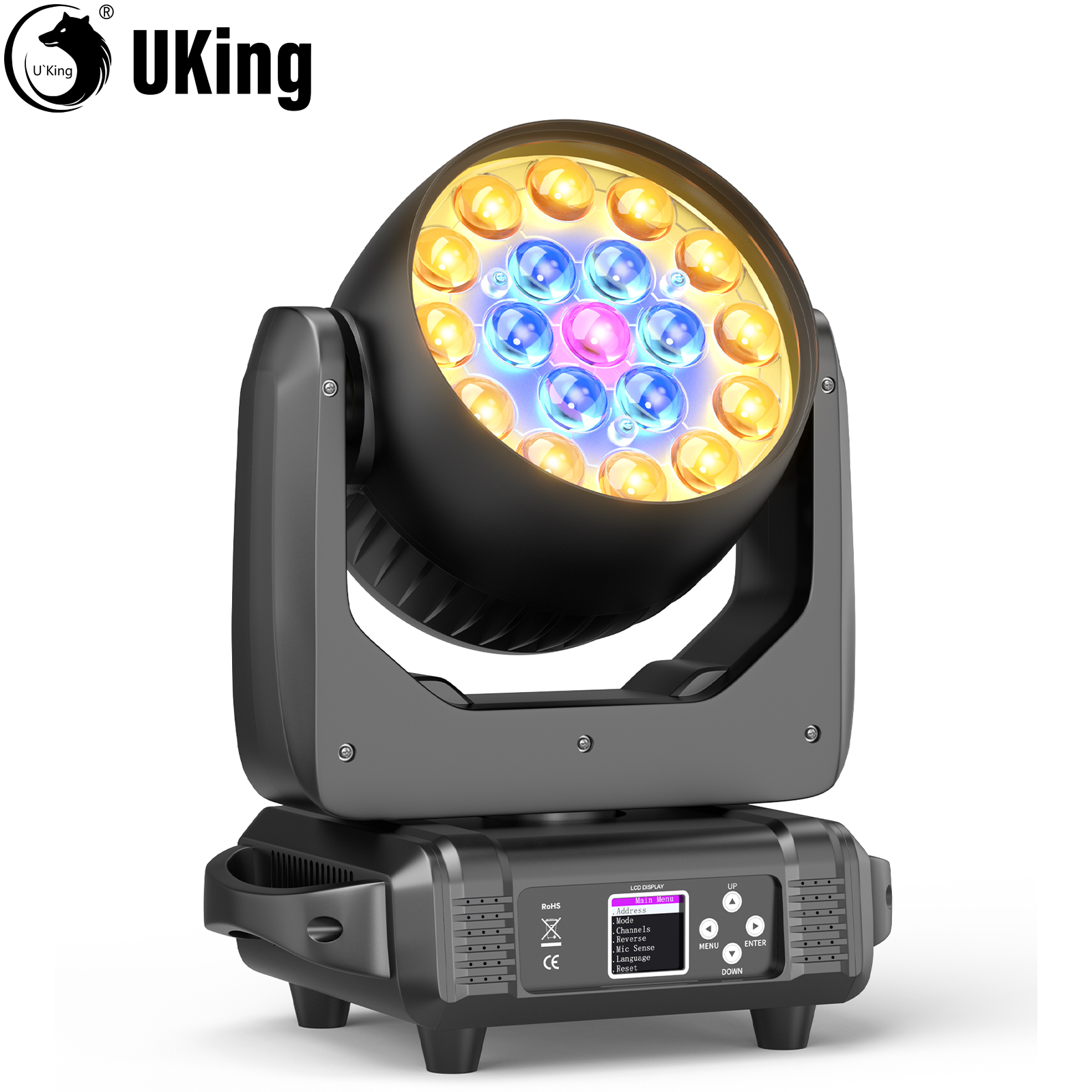 U'King 200W faisceau lavage phares mobiles 19X15W LED RGBW Zoom éclairage de scène DXM DJ lumières pour Disco Bar fête karaoké KTV