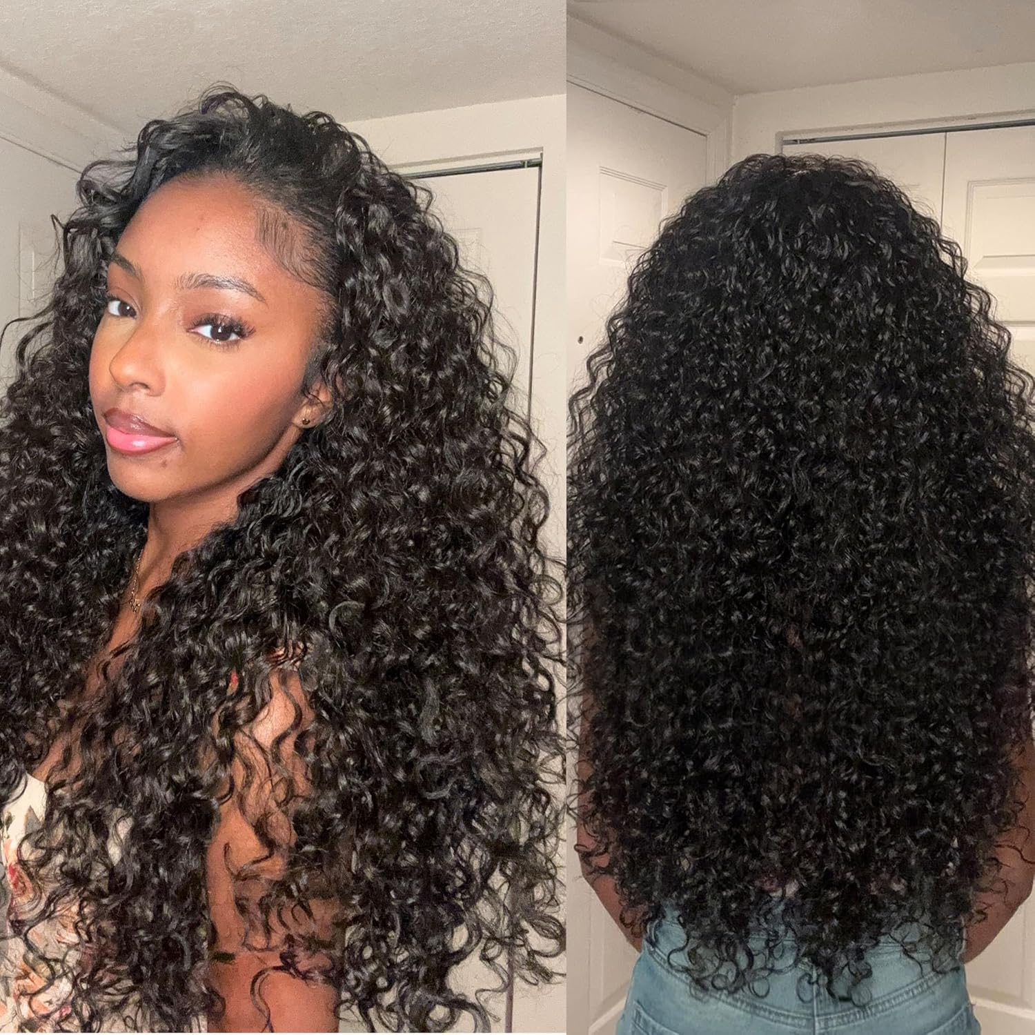 Afro Kinky Curly Half Wig 36 Inches Human Hair Upgrade 3 in 1 Shaggy Waves Flip Over Drawstring Wig 230% Density Glueless Wigs