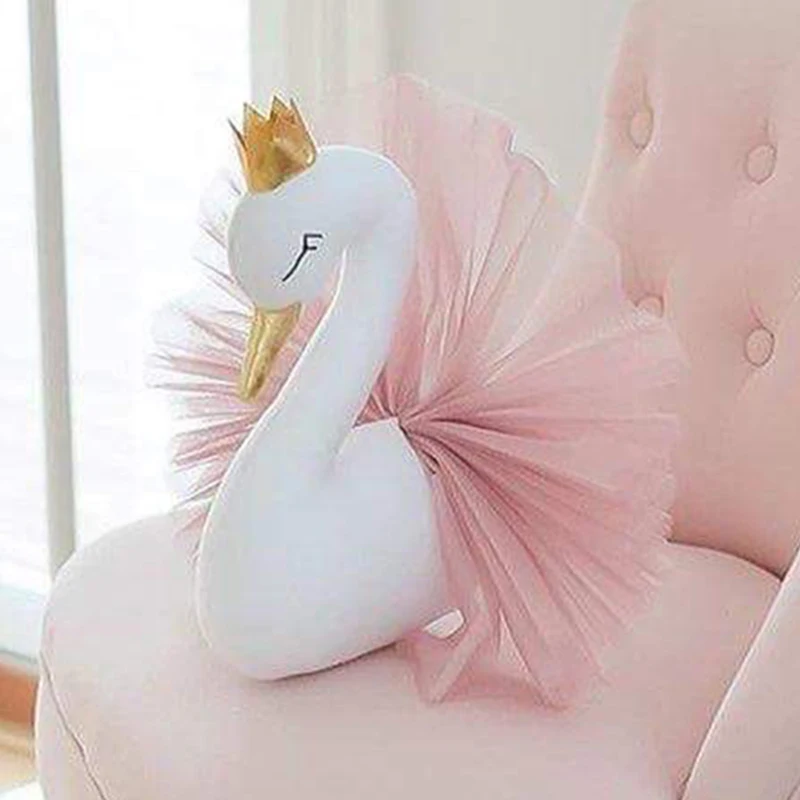 Mahkota emas boneka angsa seni gantung dinding bayi perempuan dekorasi kamar ulang tahun alat peraga fotografi angsa hewan mengisi boneka Hadiah Dekorasi