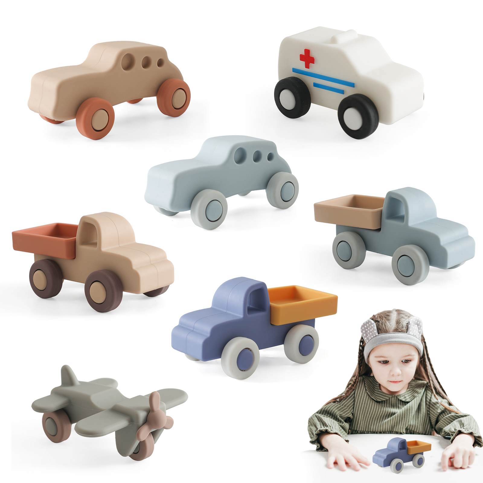 Coche de juguete de silicona Montessori para bebé de 0 a 12 meses, cosas para bebé recién nacido, mordedor de silicona para bebé, coche de juguete educativo, bloques de silicona