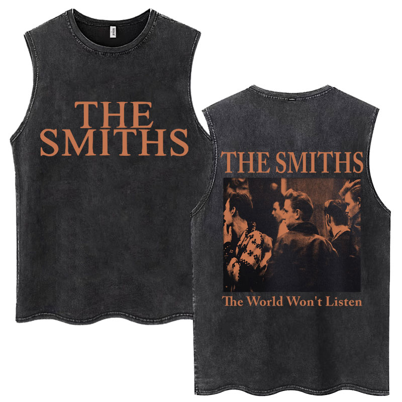 Washed Rock Band The Smiths Vintage Tank Tops 1980 Morrissey Men Women Hip Hop Sleeveless T-shirts Oversized Cotton Casual Vests