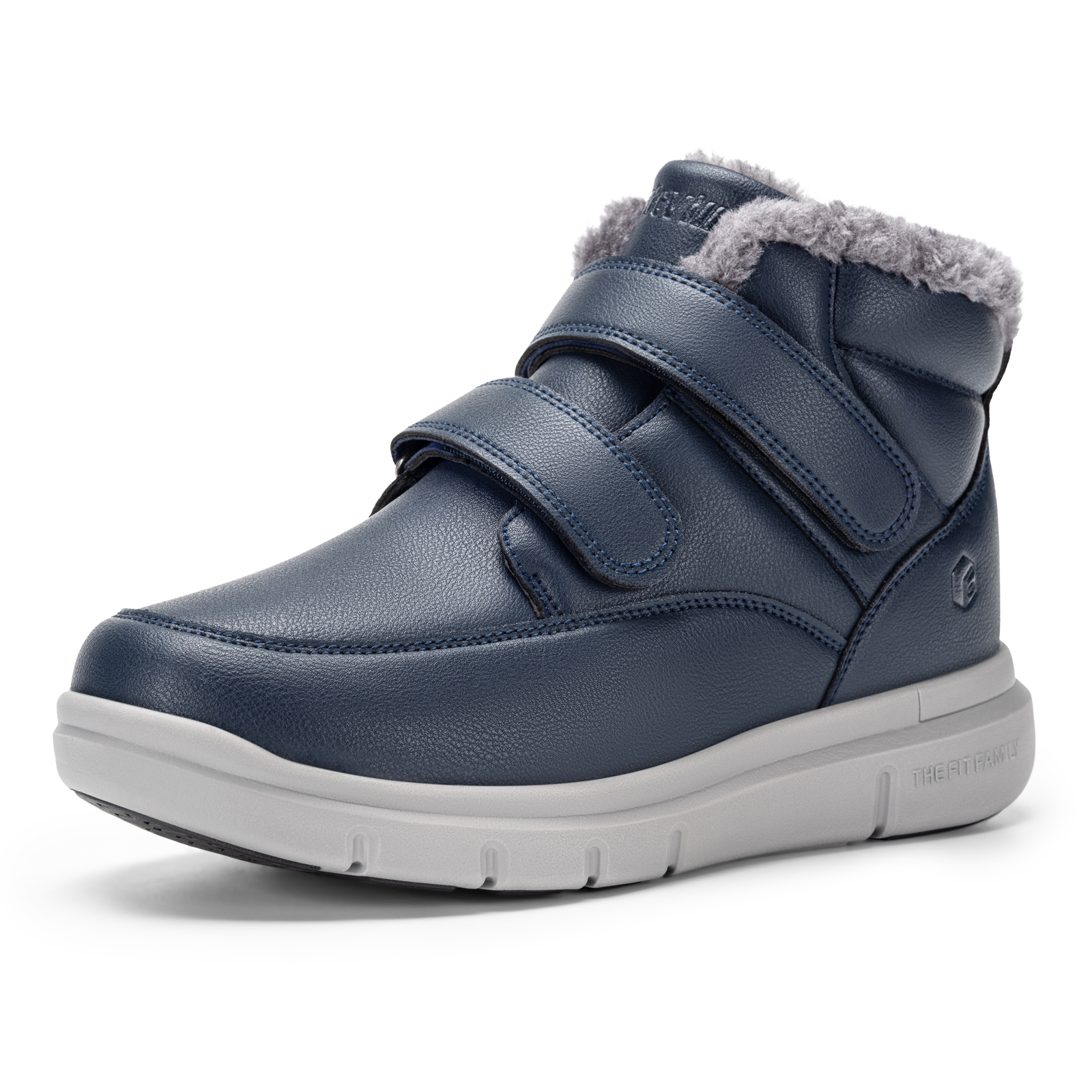 Fitville Extra Wide Men's Boots Winter Fur Lined Snow Boots Waterproof With Hook and Loop Shoes For Man Wear-resistant Botas