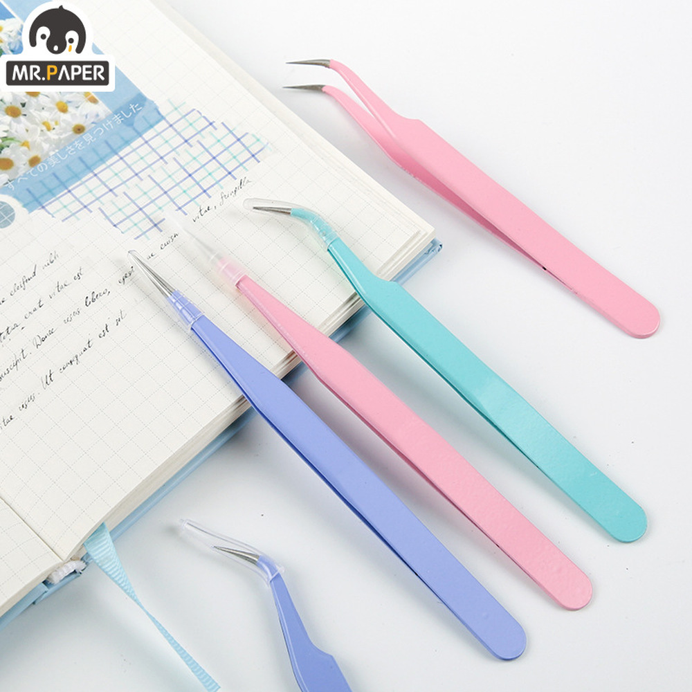 Mr.paper-pinzas multifuncionales de Color caramelo, 8 estilos, creativas, pequeñas, frescas, de acero inoxidable, alta elasticidad, Clip de cuenta manual