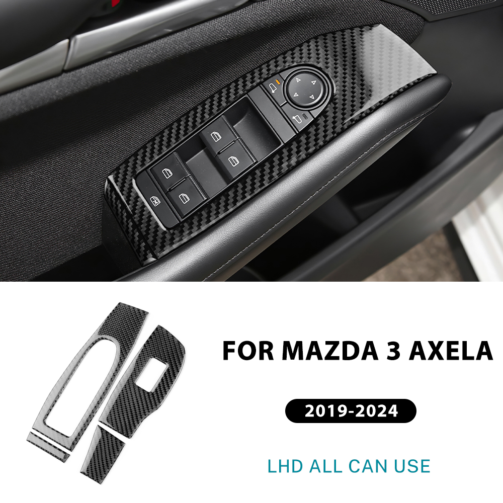 Adesivo per pannello alzacristalli anteriore in vera fibra di carbonio morbida per Mazda 3 BP 2019 2020 2021 2022 2023 2024 2025 Mazda3 Axela LHD RHD