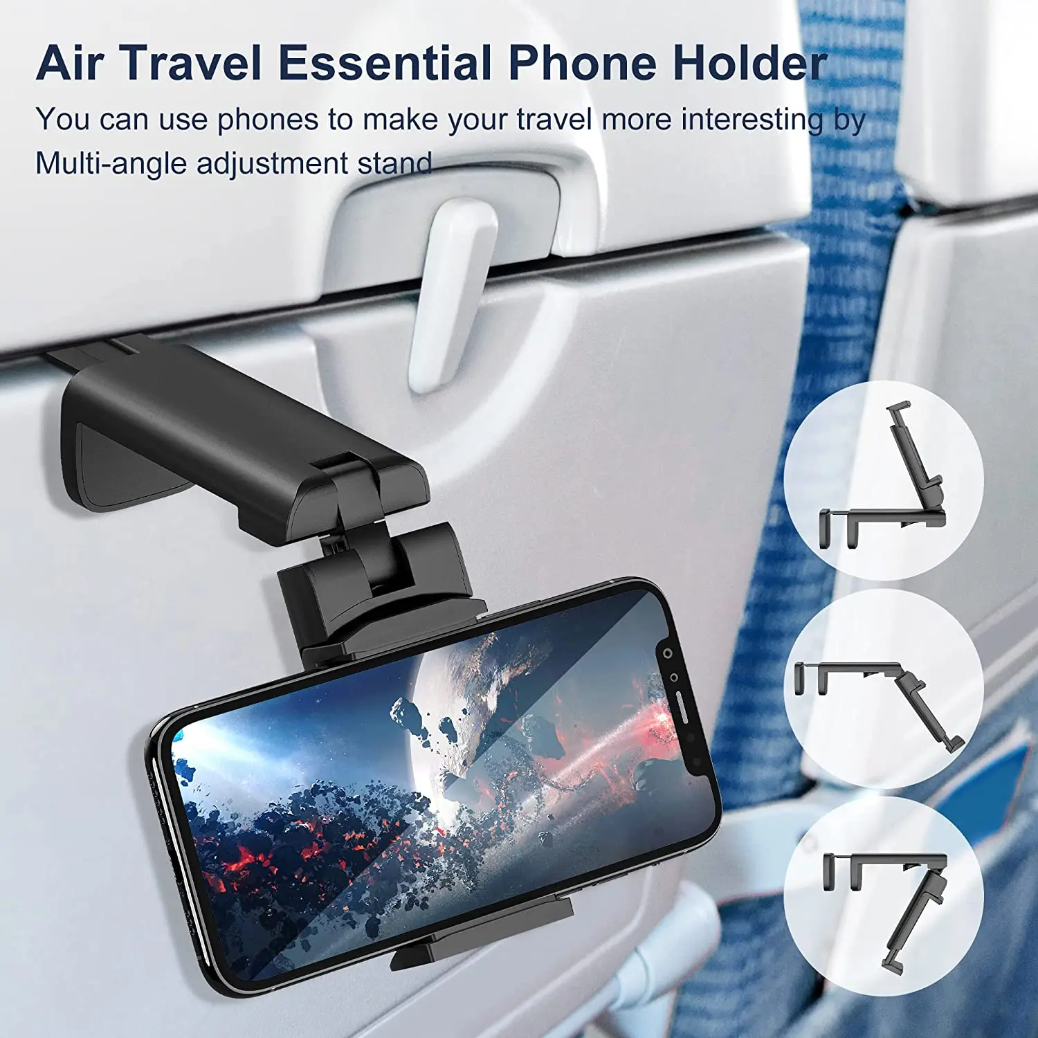 飛行機携帯電話ホルダー旅行ポータブル電話マウントフライトシートデスク自撮り保持 360 °   回転式折りたたみ式レイジースタンド
