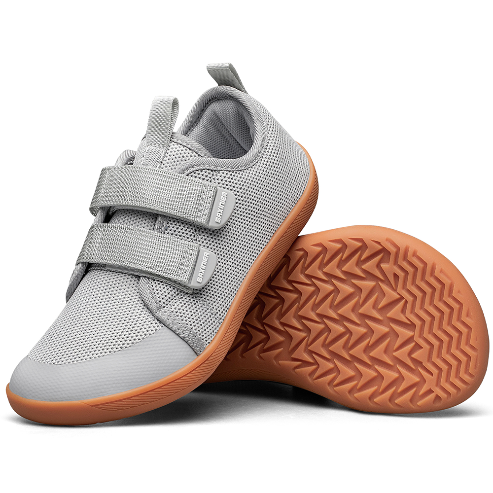Novas crianças tênis descalços meninas meninos moda sapatos infantis dedo do pé largo respirável malha sola antiderrapante andando cruz