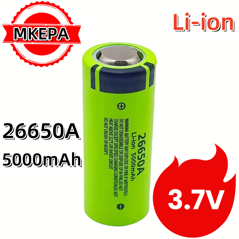 100% brand new,original,high-quality,true capacity 26650A 5000mAh 3.7V lithium-ion rechargeable battery 26650 flashlight