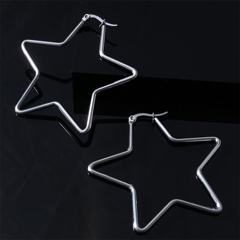 Mode y2k fünfzackigen Stern Ohrring für Frauen Edelstahl coole Form Reifen klappbar unregelmäßige große Ohrringe Schmuck Geschenk