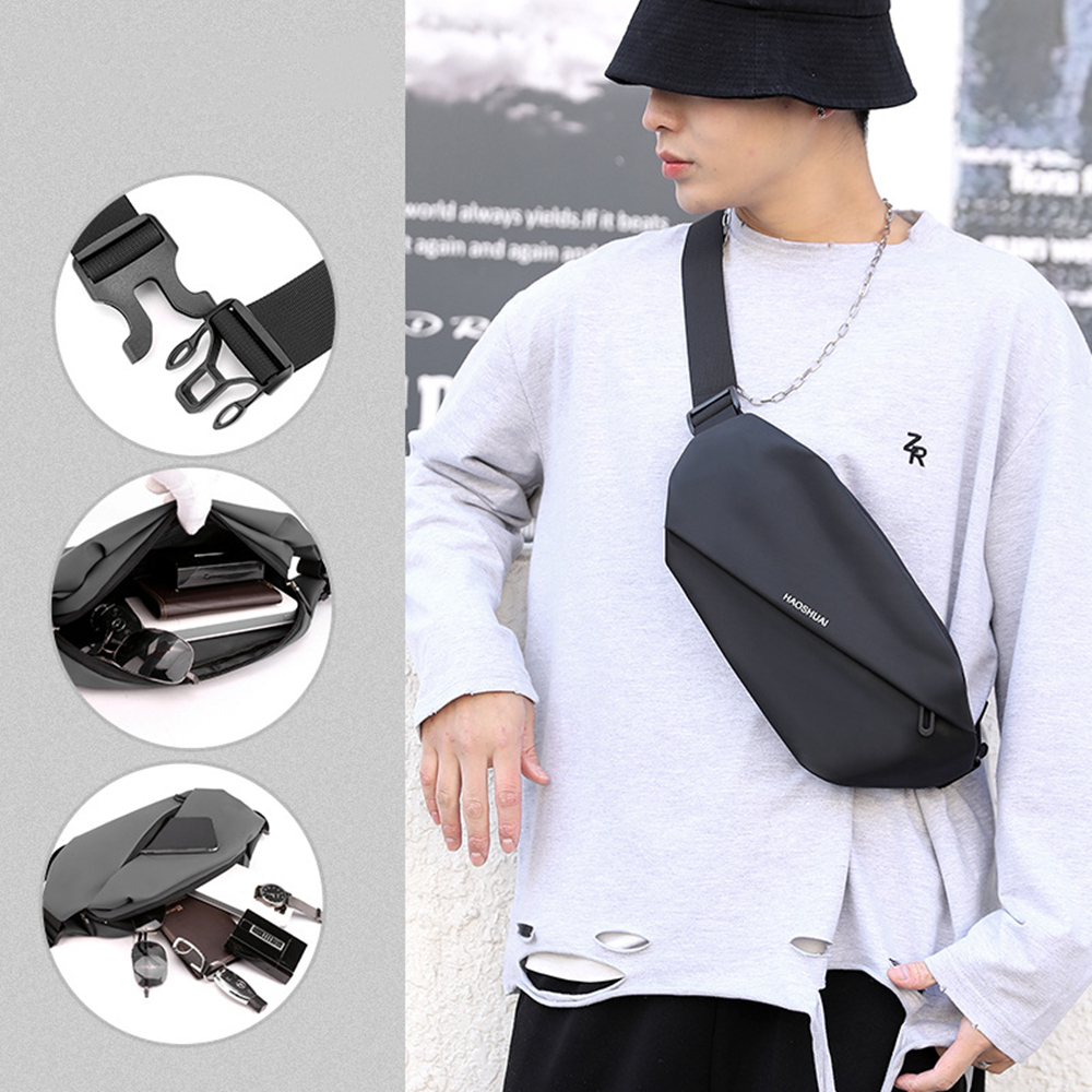 Bolso de pecho sólido para hombre, bandolera pequeña informal de tendencia para teléfono móvil y deportes al aire libre