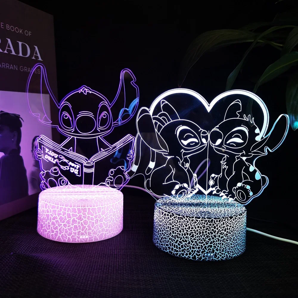 Ange & point 3D veilleuse avec couleur changeante acrylique rgb led gadget lumière pour la décoration de la chambre d'enfants, cadeau pour garçons et filles
