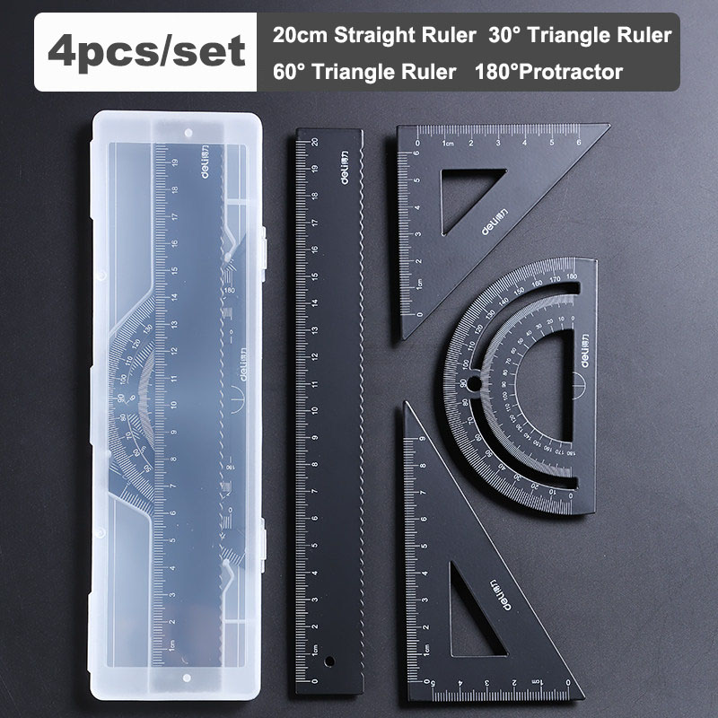 Deli Metall Lineal Schule Zubehör Aluminium Multifunktionale Dreieck Lineal für Schule Kinder Geometrie Zeichnung Winkelmesser Lineal