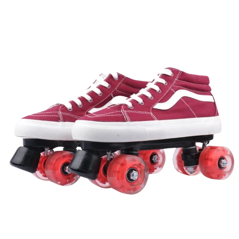Tamanho 35-45 profissional adulto dupla fileira patins unisex sapatos de lona patins deslizantes inline quad treinamento tênis 4 rodas