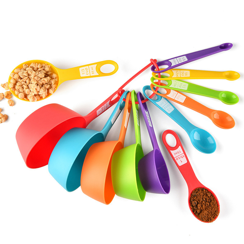 12pçs ferramentas de cozimento conjunto de colher de medição de cozinha copo de medição de plástico com escala colher de café de leite de medição utensílios de cozinha