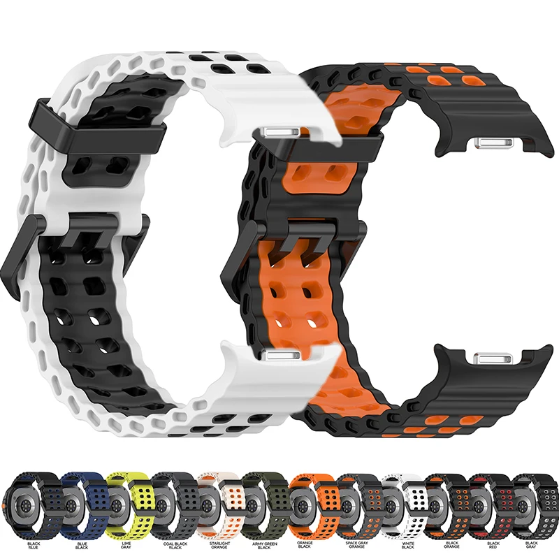 Bracelet bicolore pour Samsung Galaxy Watch 8, 40/44mm, Bracelet de sport en Silicone pour Galaxy Watch 8 Classic, Bracelet de remplacement 46mm
