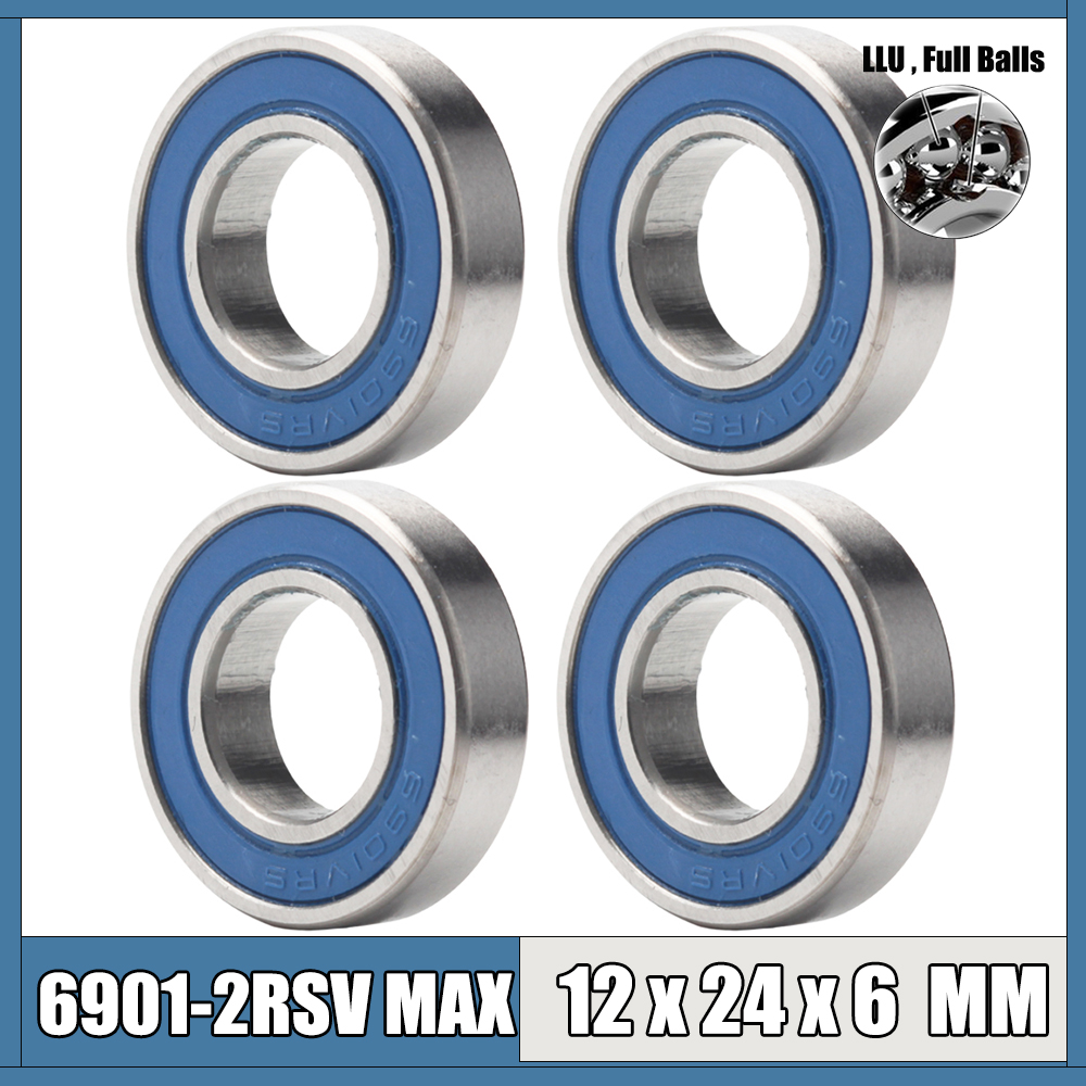 Roulement MAX 6901 2RSV 12x24x6mm, 4 pièces à billes complètes, pièces de rechange de Pivot de vélo 6901 2RS RSV roulements à billes 6901-2RS 6901LLU