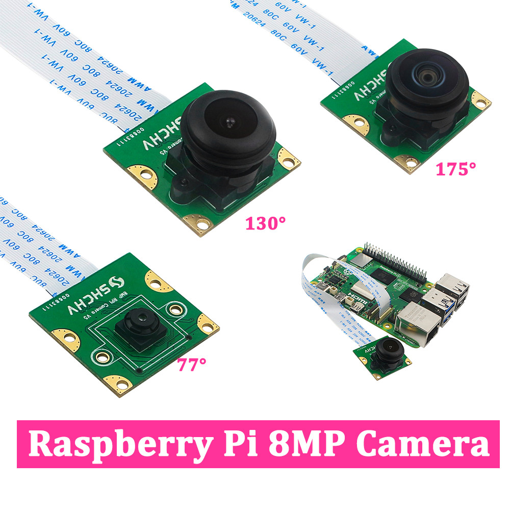 Raspberry pi câmera 8mp módulo sensor imx219 77 130 200 graus fisheye mini interface csi com 15cm ffc para raspberry pi5 pri pi5