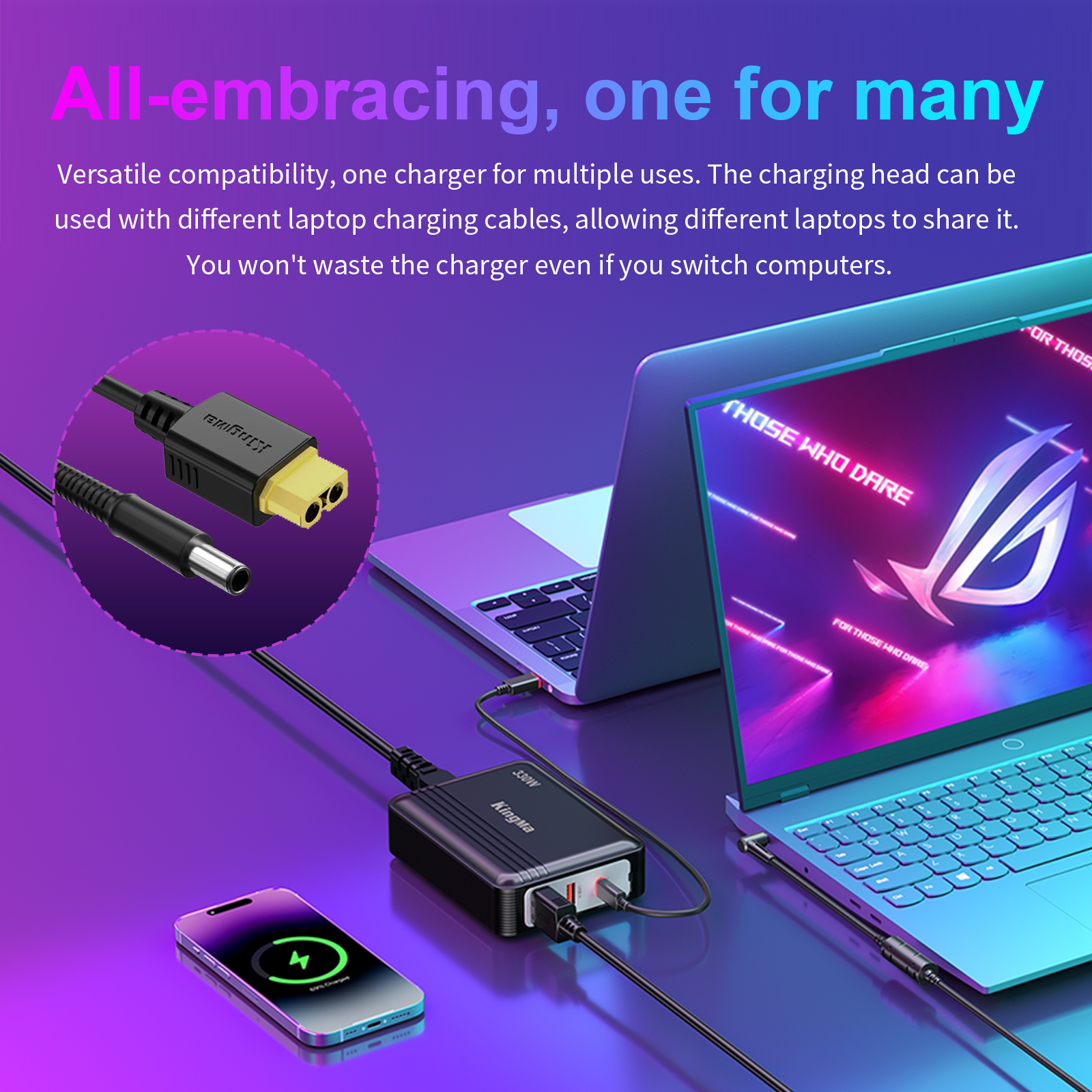 Cargador GaN de 330W para Portátil, Adaptador de Cable XT60 a DC, Compatible con Lenovo, ASUS, Dell, Alienware, HP, Acer, MSI, Razer, Xiaomi