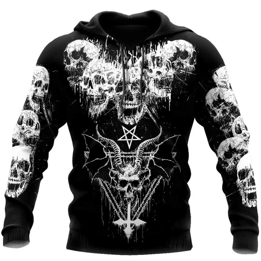 Moletom com capuz de caveira masculino, moletom unissex, tops de hip hop, roupas casuais grandes, moda 3D, novo, inverno e outono