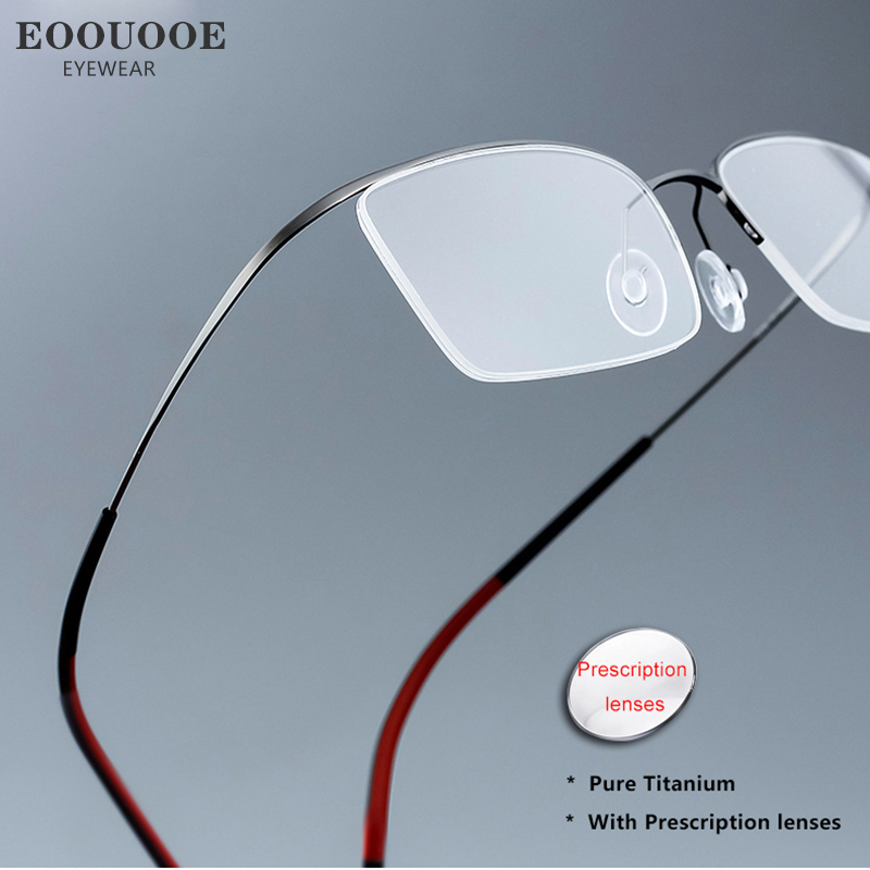 Gafas ópticas de titanio puro para hombre, gafas graduadas sem marco con lentes de receta, gafas progresivas para miopía, gafas de lectura