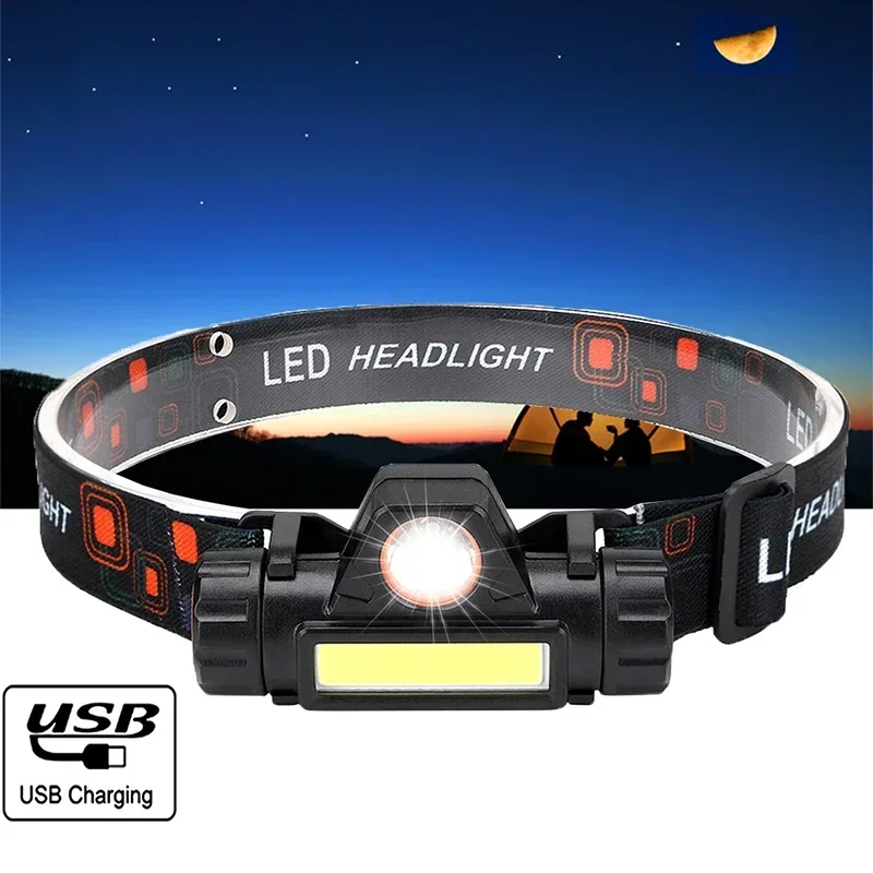 USB 充電式ハイパワー LED ヘッドランプ COB LED 懐中電灯ポータブルヘッドライト強力な屋外ヘッドランタン調節可能なマグネット