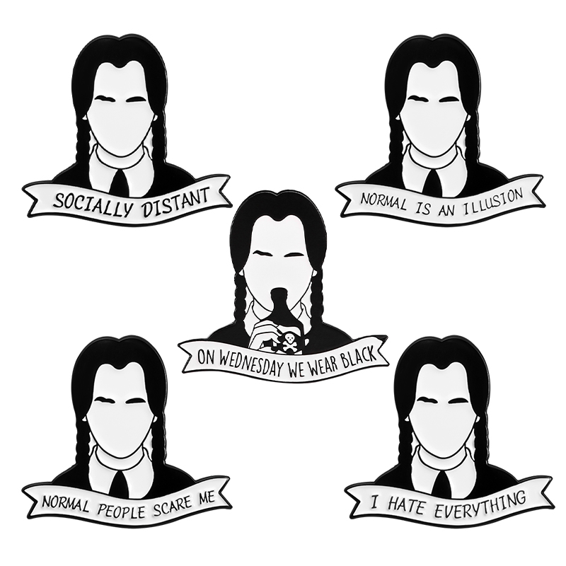 Broches de esmalte preto para fãs, eu odiei tudo, personagem do filme, broches, lapela crachá, bolsa jóias, presente para fãs, na sexta-feira