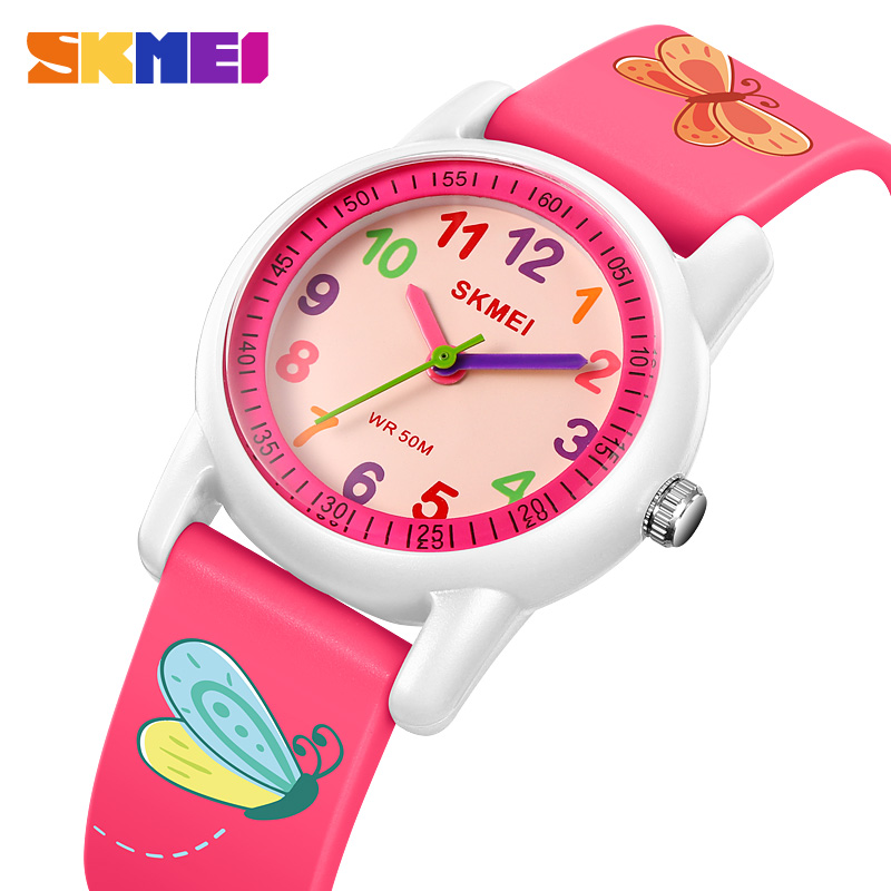 Skmei novo padrão animal bonito dos desenhos animados 5bar à prova dwaterproof água crianças relógios de pulso quartzo para meninos meninas relógio crianças à prova de choque