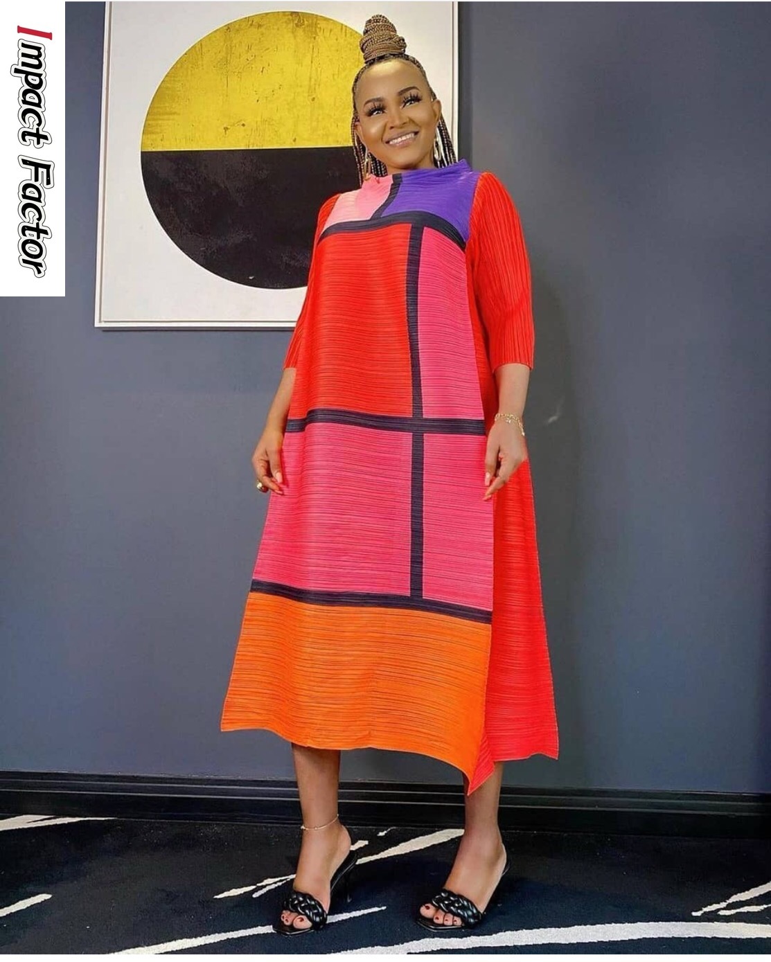 Miyake ใหม่ฤดูใบไม้ผลิ2024พิมพ์ลายแฟชั่นยุโรปอเมริกันหลวมขยาย vestidos de Fiesta Spot daifa