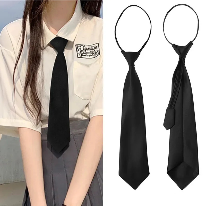 Unissex preto simples clipe no gravata de segurança uniforme camisa terno gravatas aeromo fosco funeral preguiçoso pescoço gravatas homens mulheres estudantes