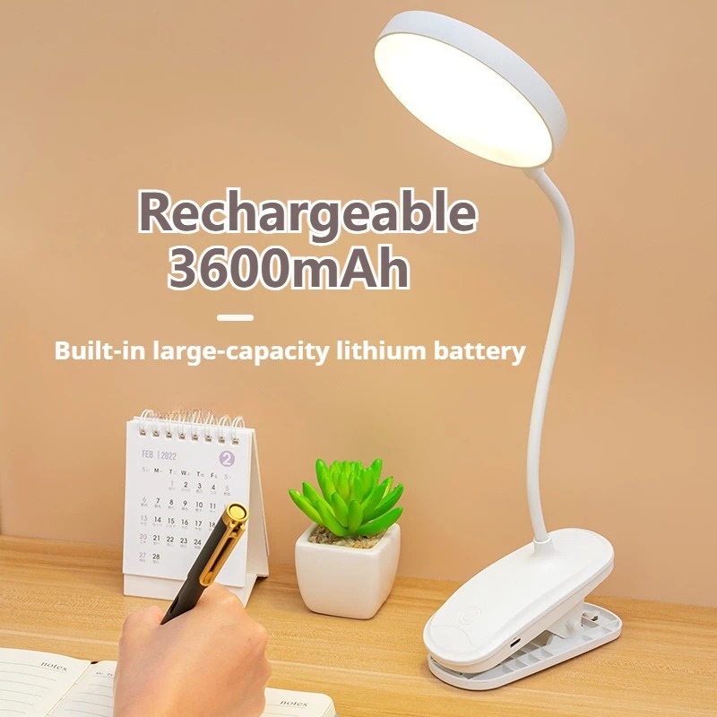 Klappklemme, LED-Tischlampe, wiederaufladbar, Nachtlicht, Arbeitszimmer, Ständer, Leselampe, Touch, 3 Modi, dimmbares Augenschutzlicht