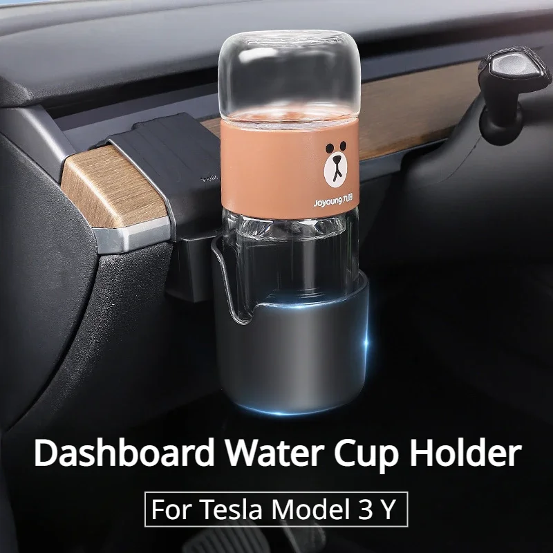 ダッシュボードウォーターカップホルダー,中央制御電話ホルダー,左収納ボックス,車のインテリアアクセサリー,テスラモデル3