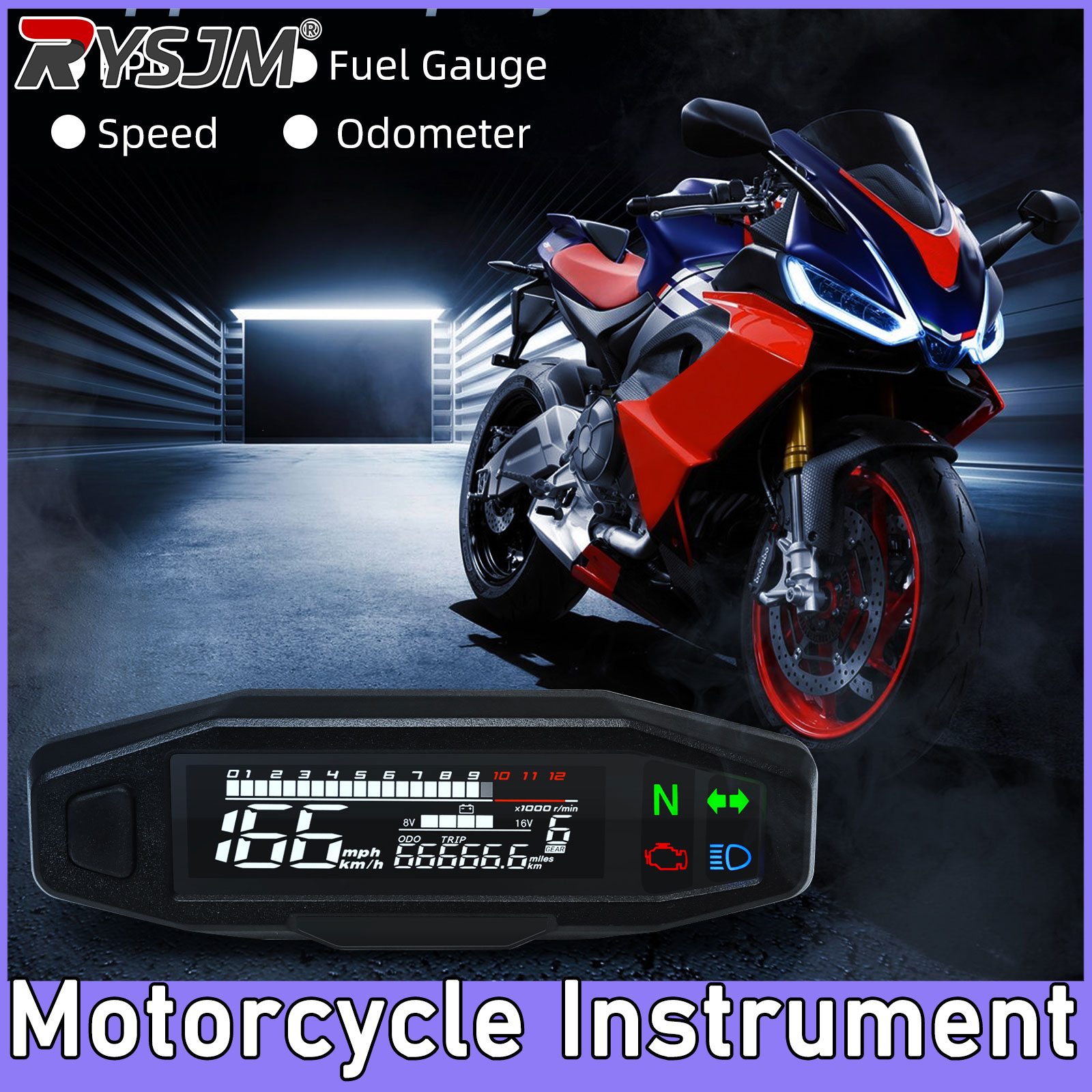 Velocímetro Universal para Motocicleta, Tablero Digital con Luz de Señal de Giro, Medidor de Kilometraje en Km/h, Indicador de Nivel de Aceite, Tacómetro, Resistente al Agua