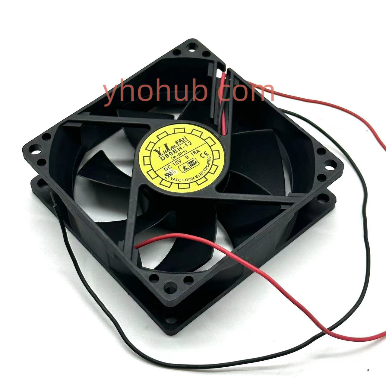 YATE LOON D80BH-12 – ventilateur de refroidissement de serveur, 12V, 0,18 a, 2 fils, 80x80x25mm